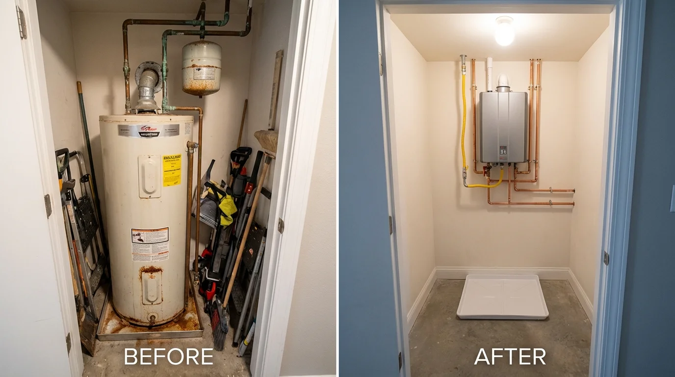 Tank water heater versus wall-mounted tankless unit comparison for Norwalk, CA homeowners