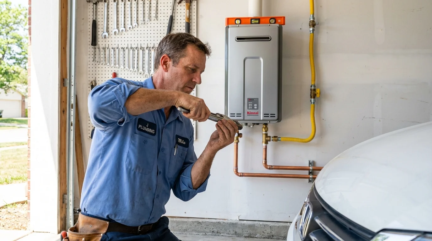Tankless water heater installation by a Johns Plumbing LLC plumber in Norwalk