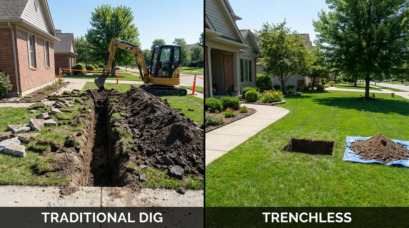 Trenchless sewer repair with minimal yard damage versus traditional excavation in Norwalk, CA
